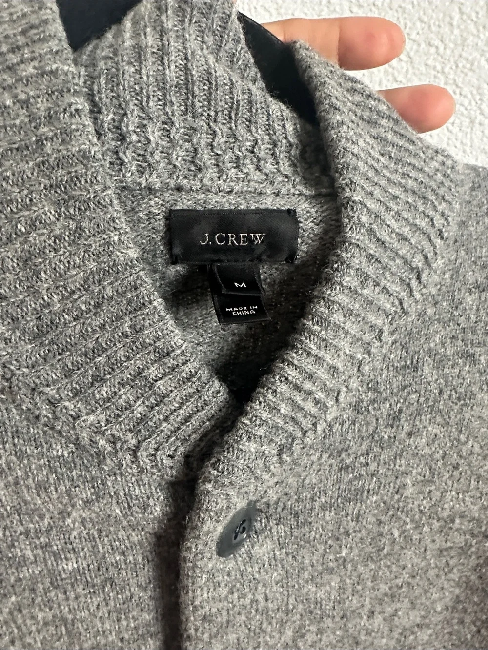 J crew Men's Gray Button-Up Wool Cardigan Sweater size M preppy